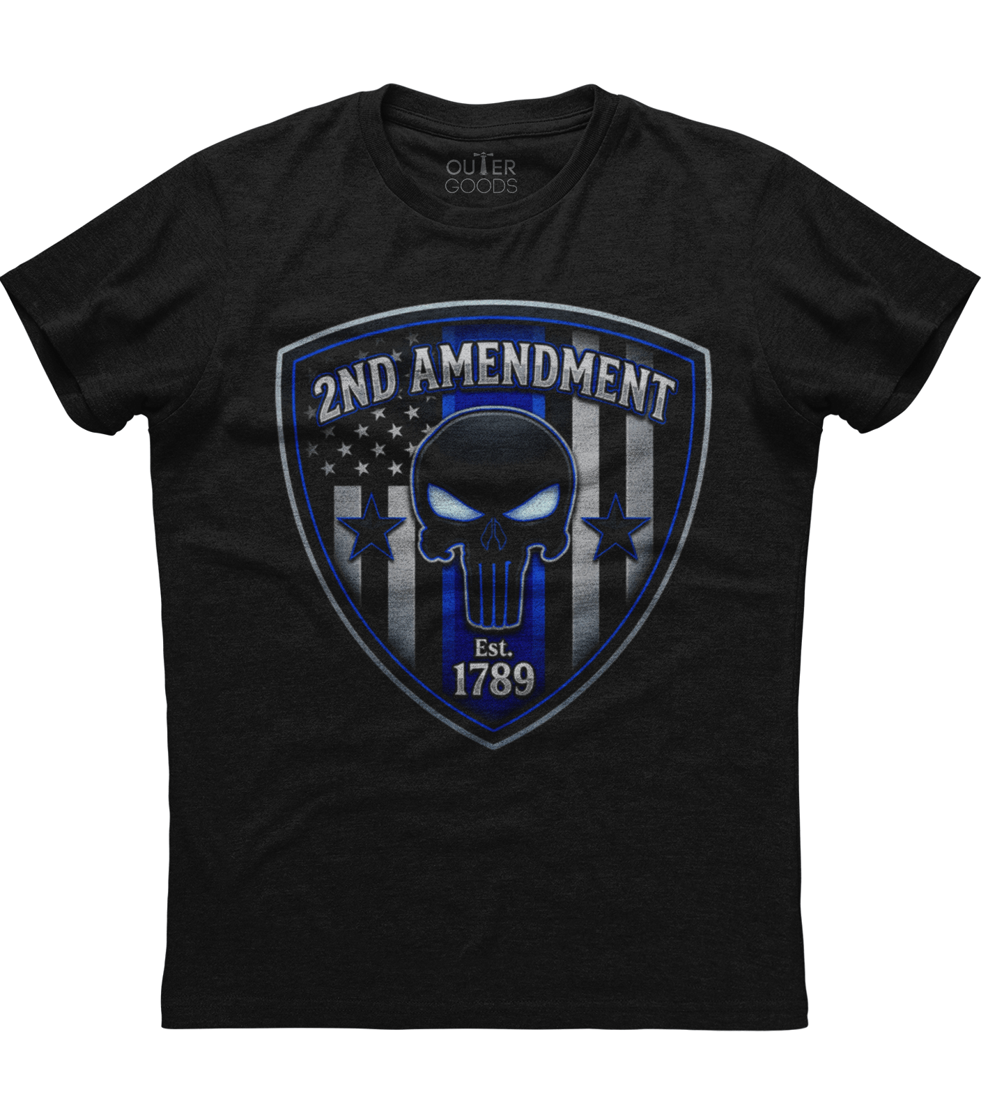 2nd Amendment Thin Blue Line Shield Est 1789 T-shirt (O)