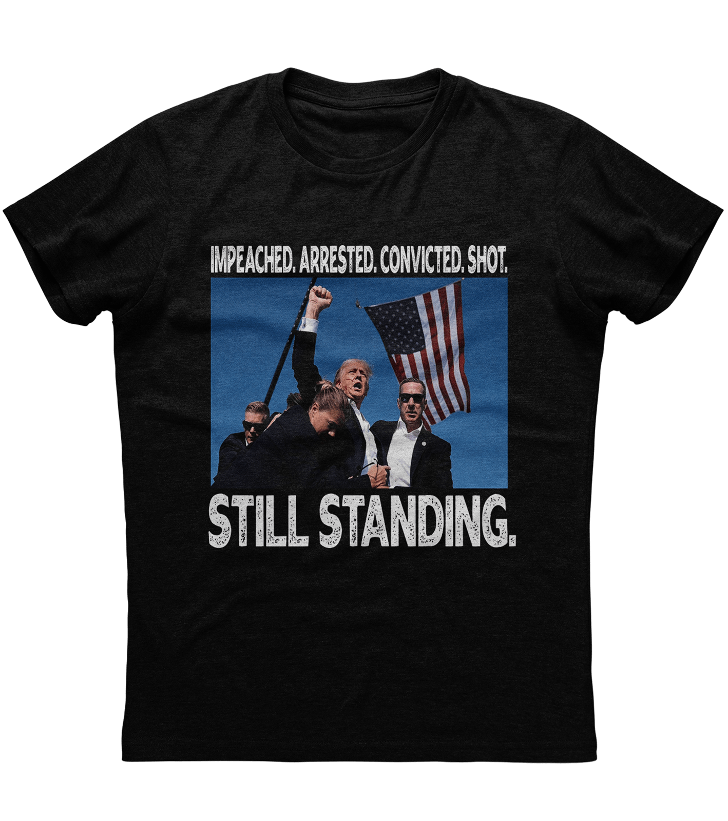 Impeached Arrested Convicted Short Trump T-Shirt (O)