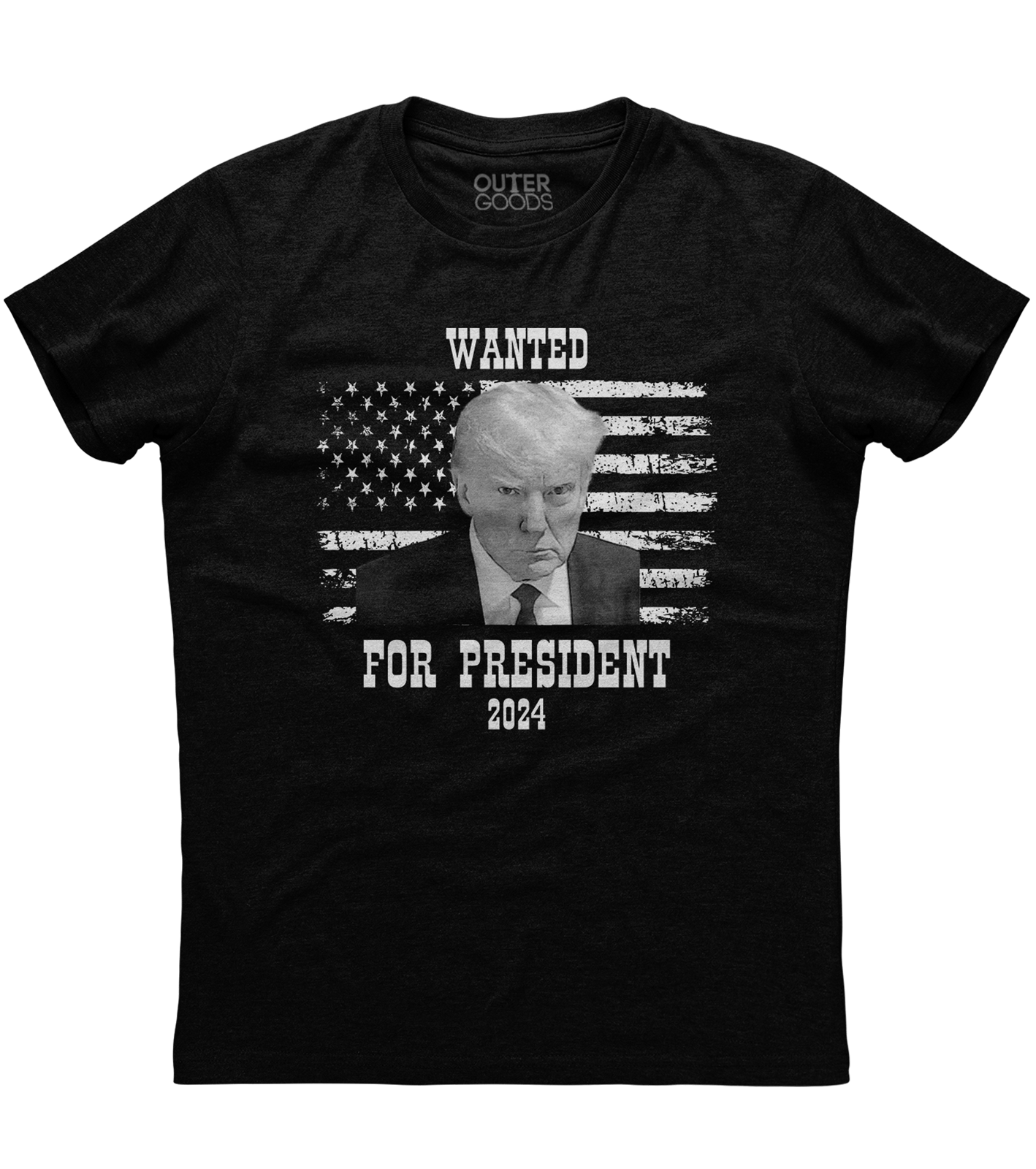 Wanted For President 2024 Trump Mug Shot T-Shirt (O)