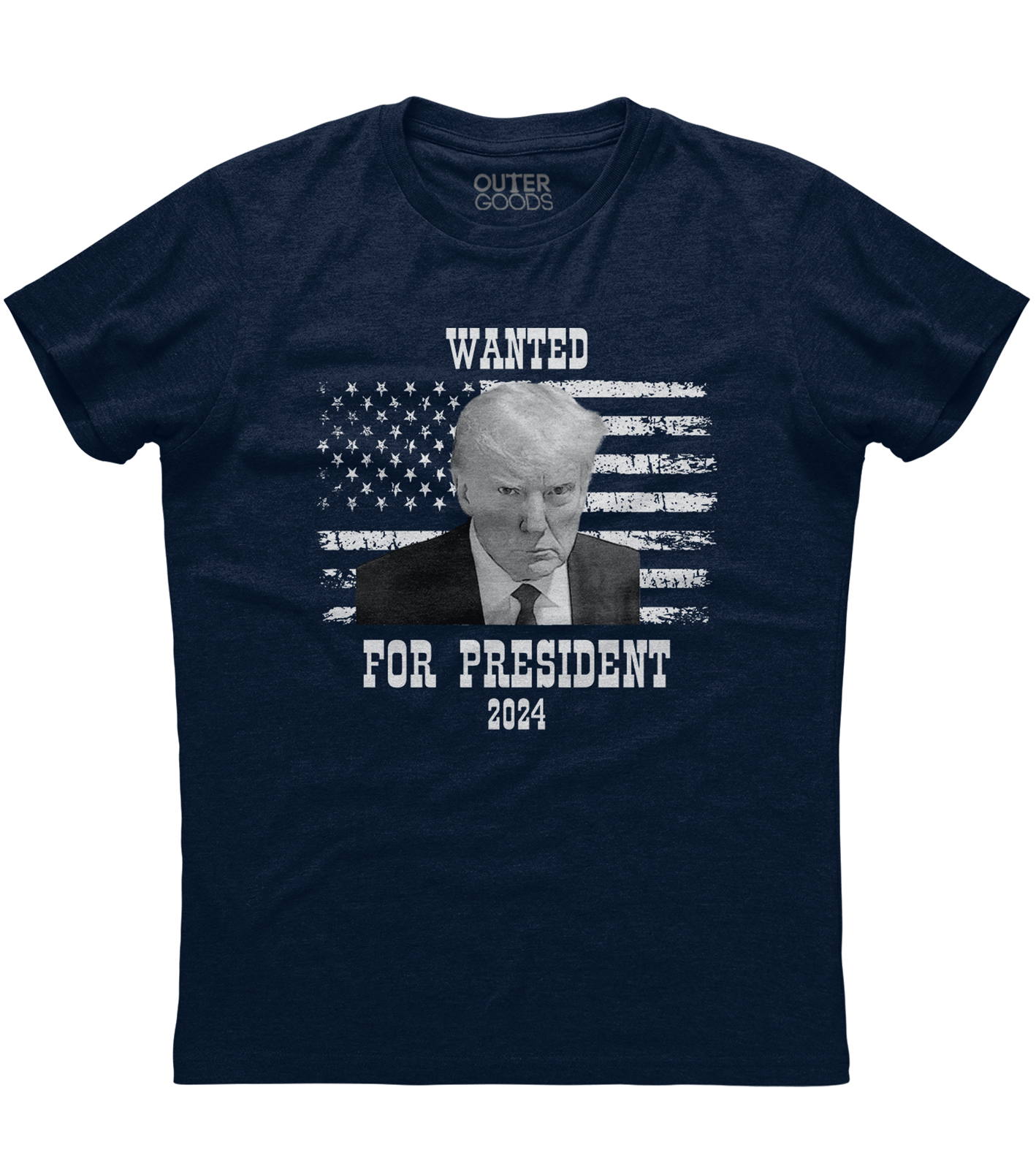Wanted For President 2024 Trump Mug Shot T-Shirt (O)