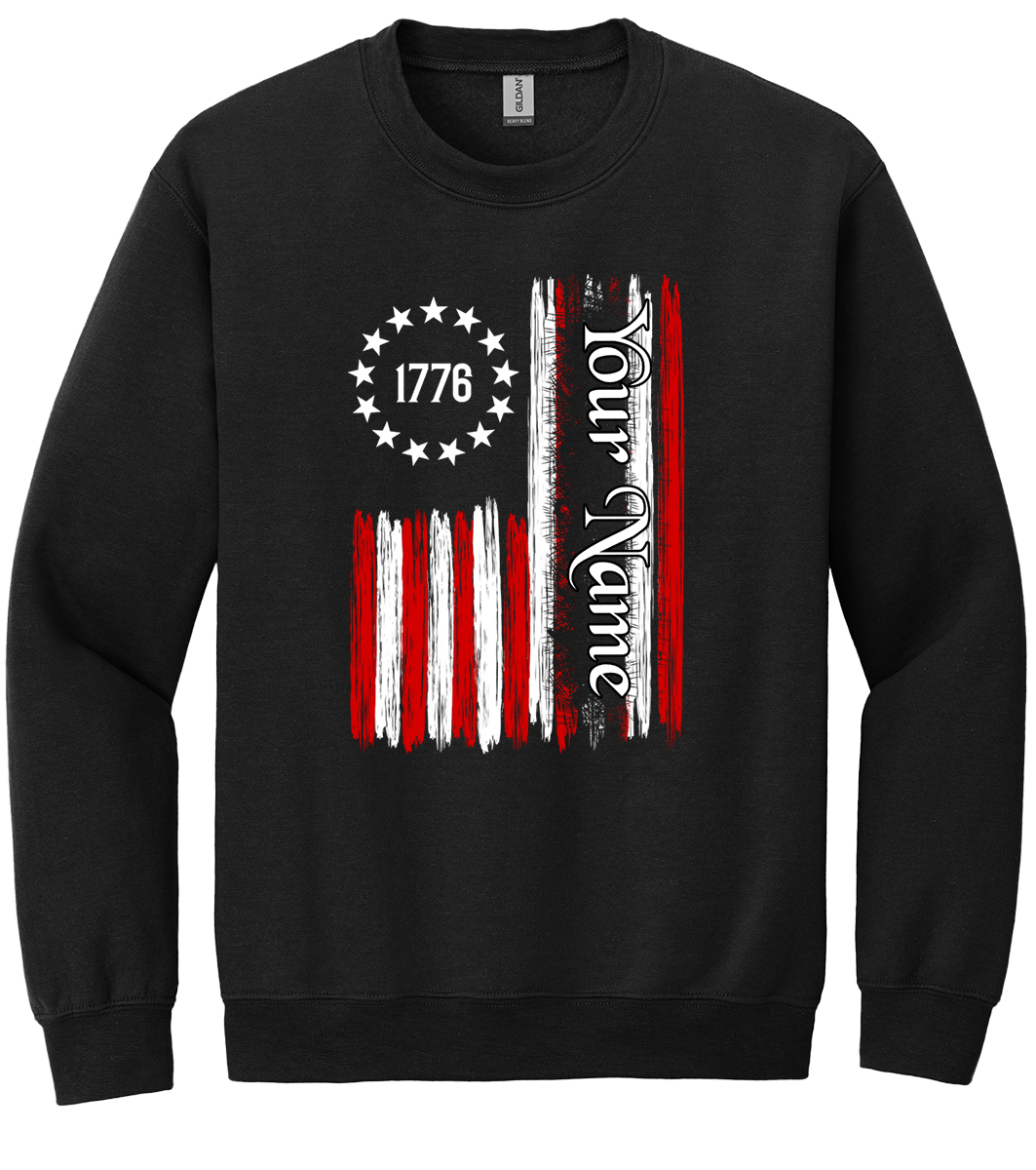 1776 American Flag Custom Name T-Shirt (CN) (O)