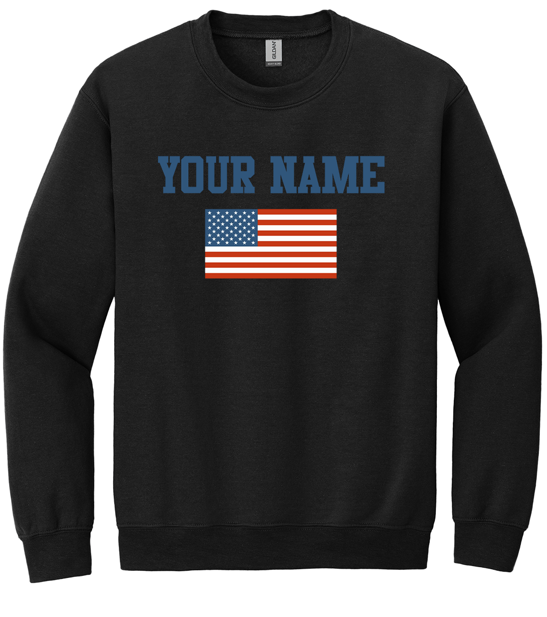 Custom Name Retro American Flag T-Shirt (CN) (O)
