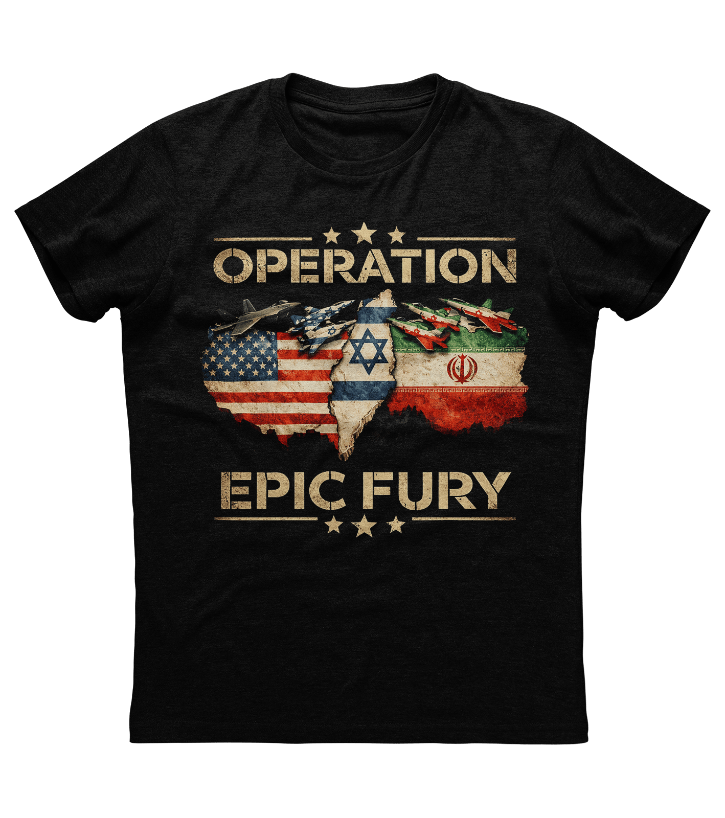 Operation Epic Fury America Israel Iran Map T-shirt (O)