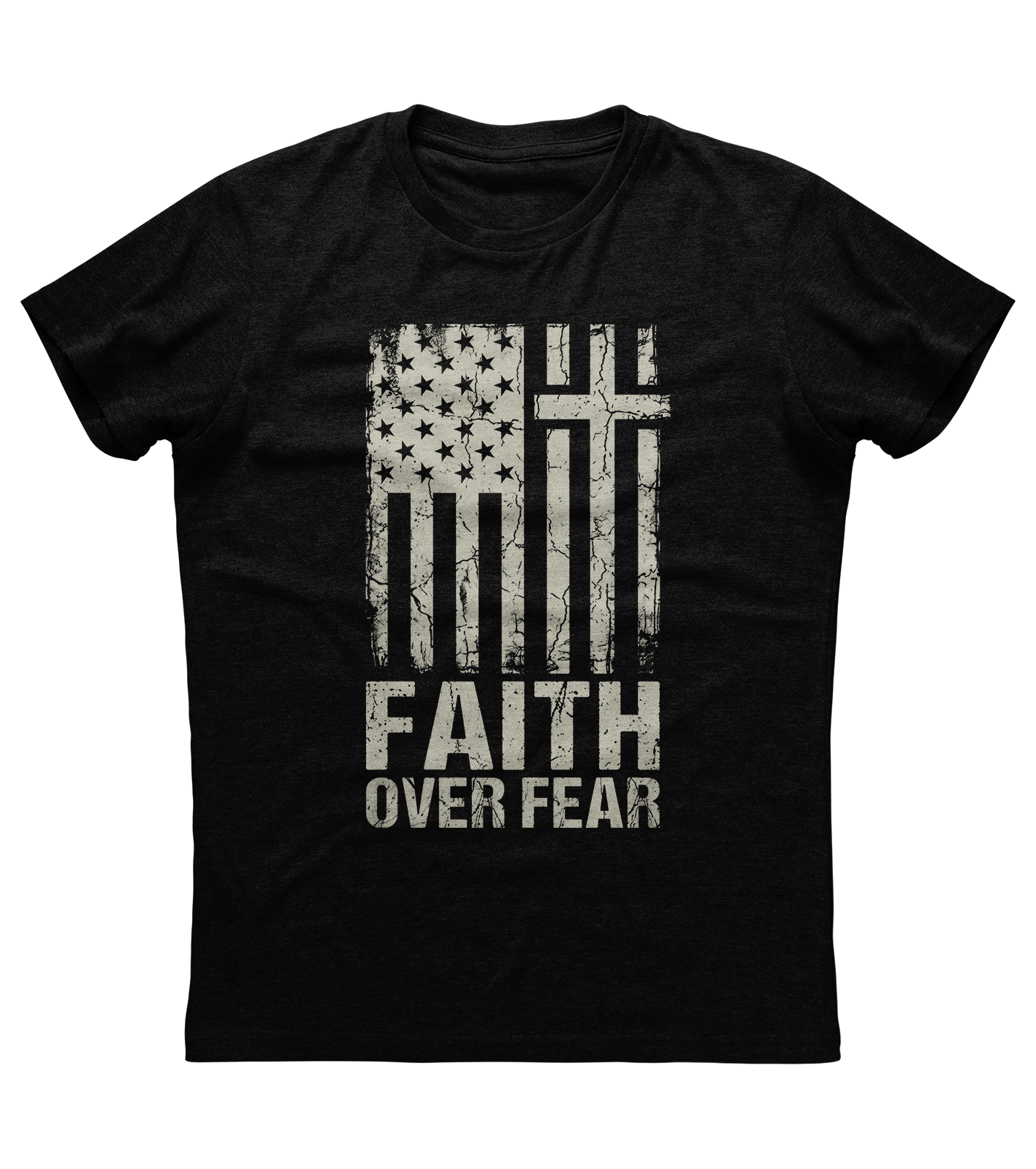 Faith Over Fear American Flag Cross T-shirt (O)