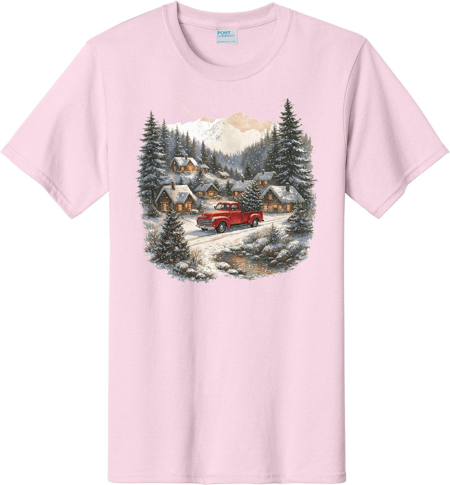 Christmas Red Truck Winter Scene Crewneck Sweatshirt (O)