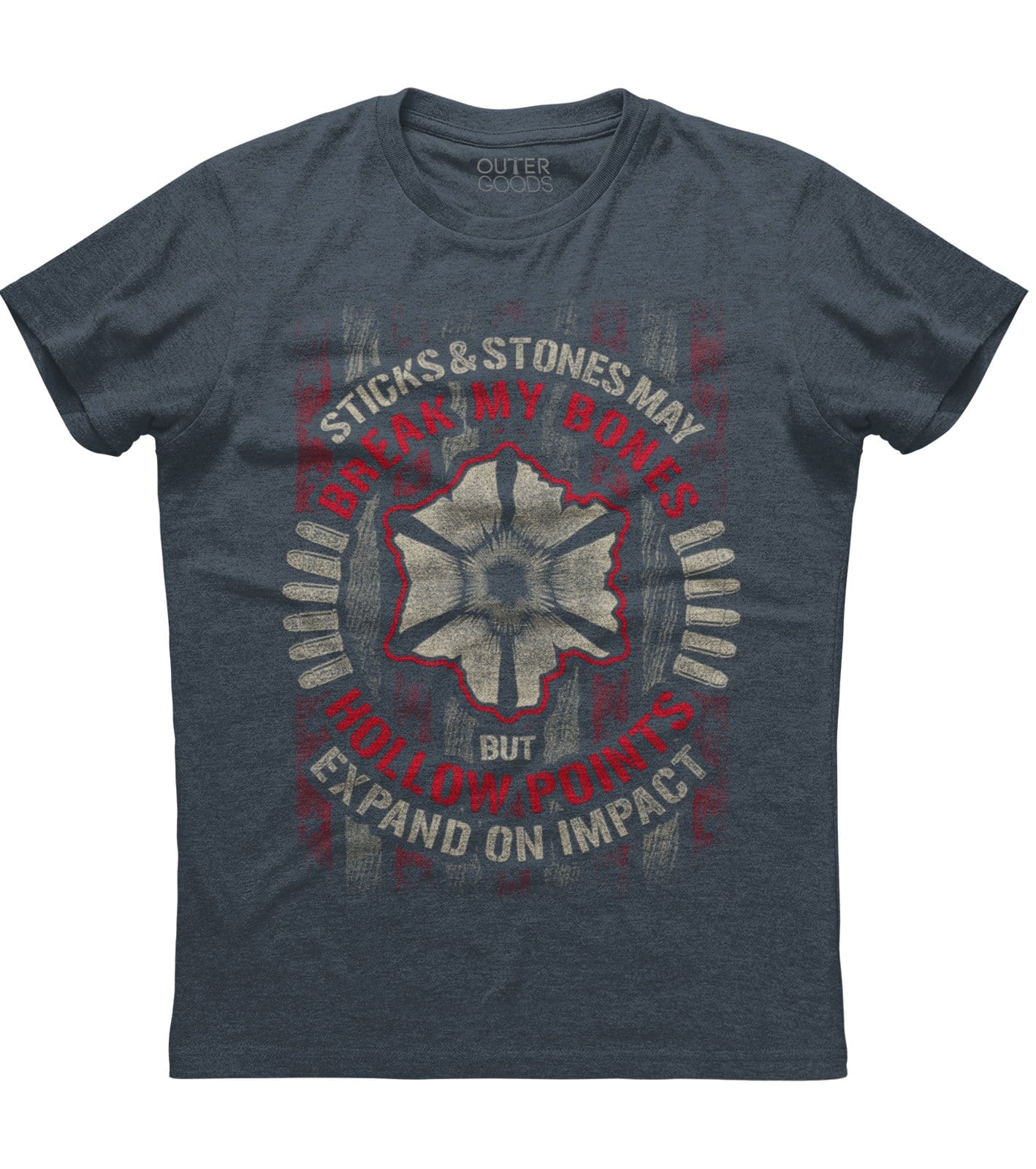 Sticks And Stones May Break My Bones But Hollow Points Expand On Impact T-shirt (O)