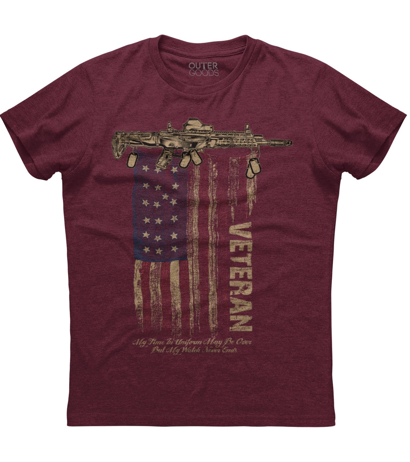 Veteran My Time In Uniform May Be Over But My Watch Never Ends T-Shirt (O)