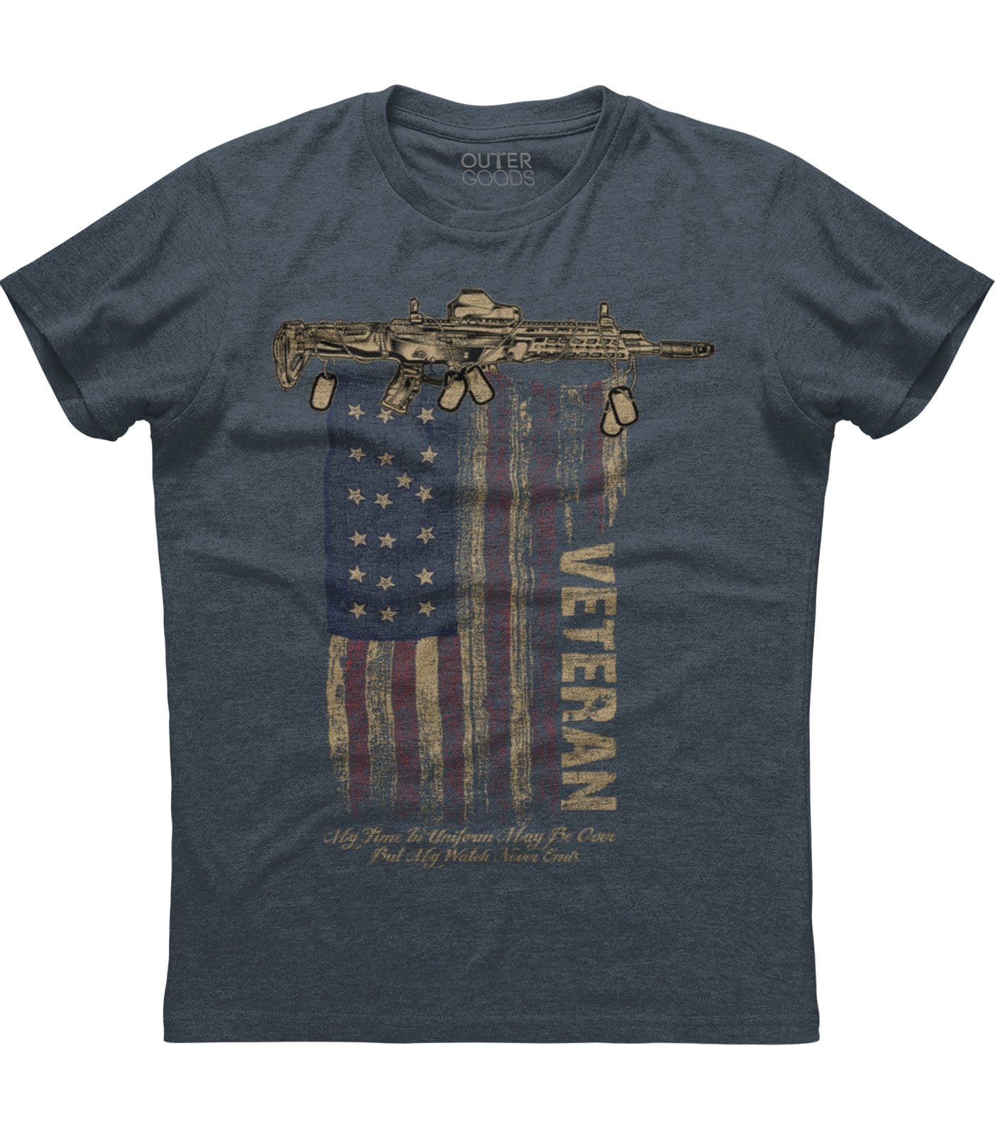 Veteran My Time In Uniform May Be Over But My Watch Never Ends T-Shirt (O)