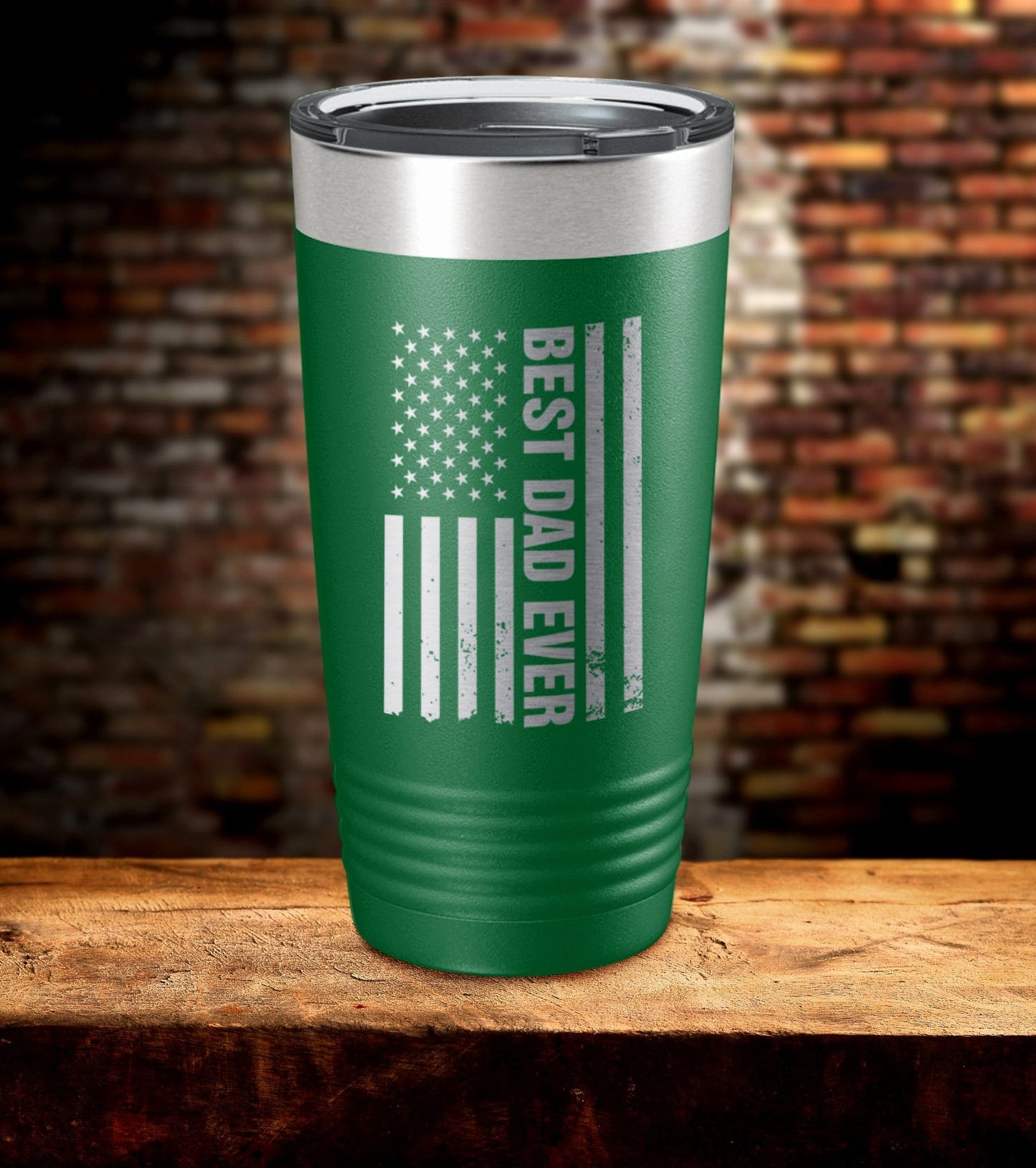 Best Dad Ever American Flag Laser Engraved Tumbler (O)