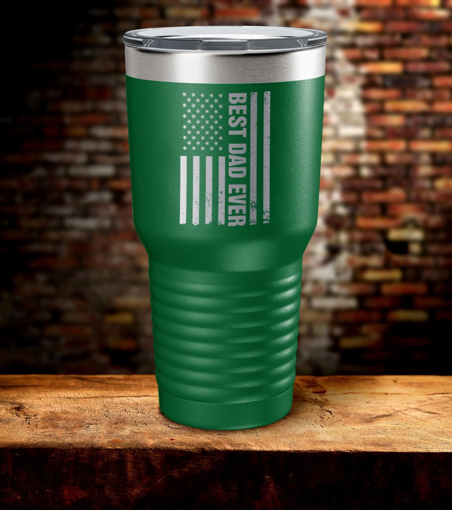 Best Dad Ever American Flag Laser Engraved Tumbler (O)