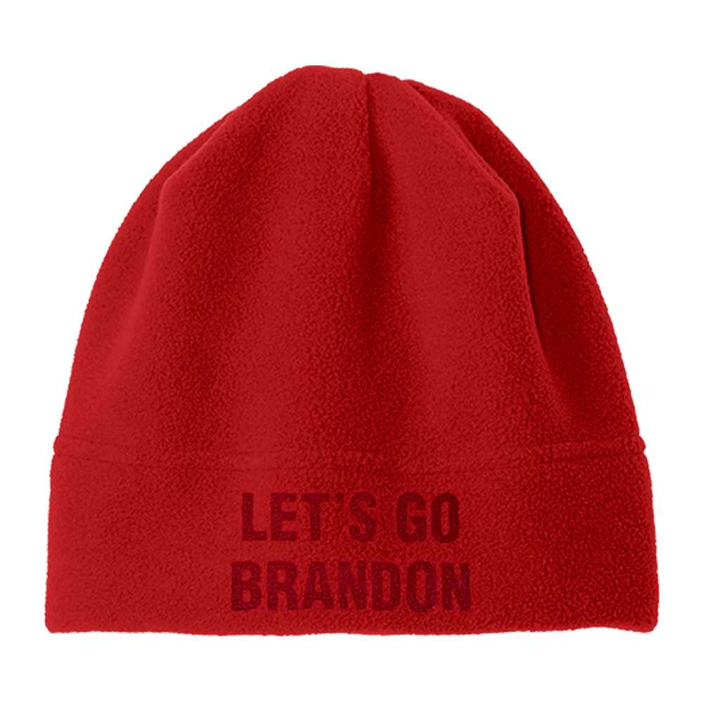 Lets Go Brandon Red Fleece Beanie (O)