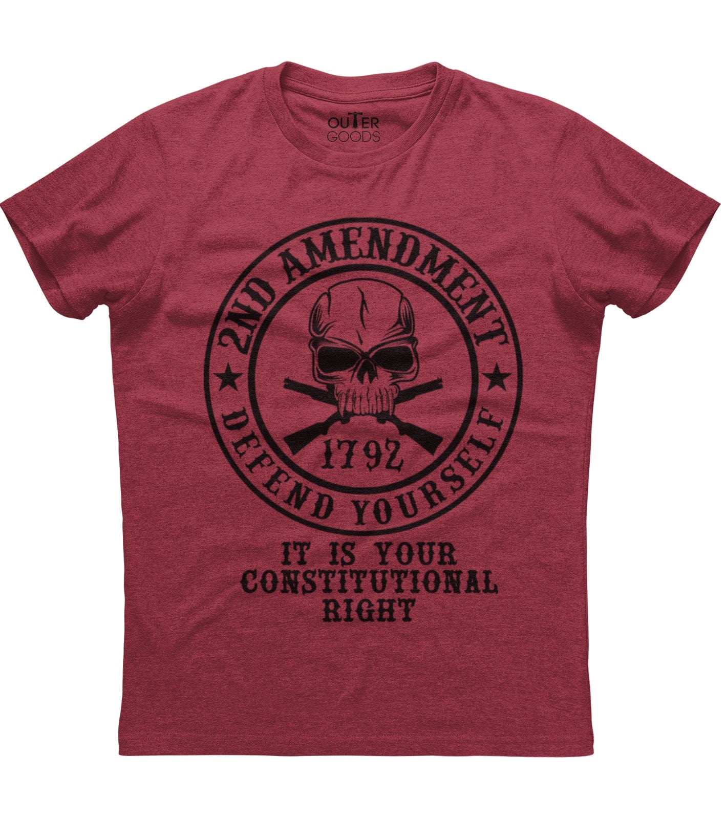 2nd Amendment 1792 Defend Yourself It Is Your Constitutional Right Skull Guns Patriotic T-Shirt (O)