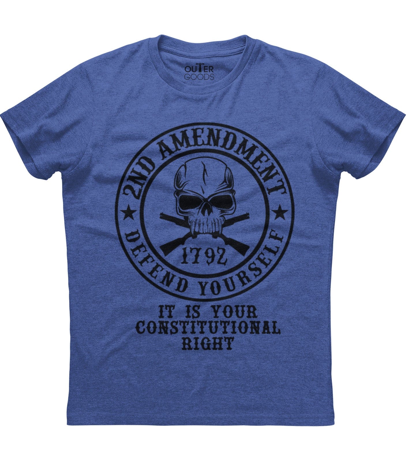 2nd Amendment 1792 Defend Yourself It Is Your Constitutional Right Skull Guns Patriotic T-Shirt (O)