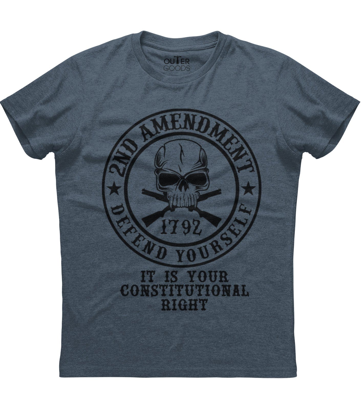 2nd Amendment 1792 Defend Yourself It Is Your Constitutional Right Skull Guns Patriotic T-Shirt (O)