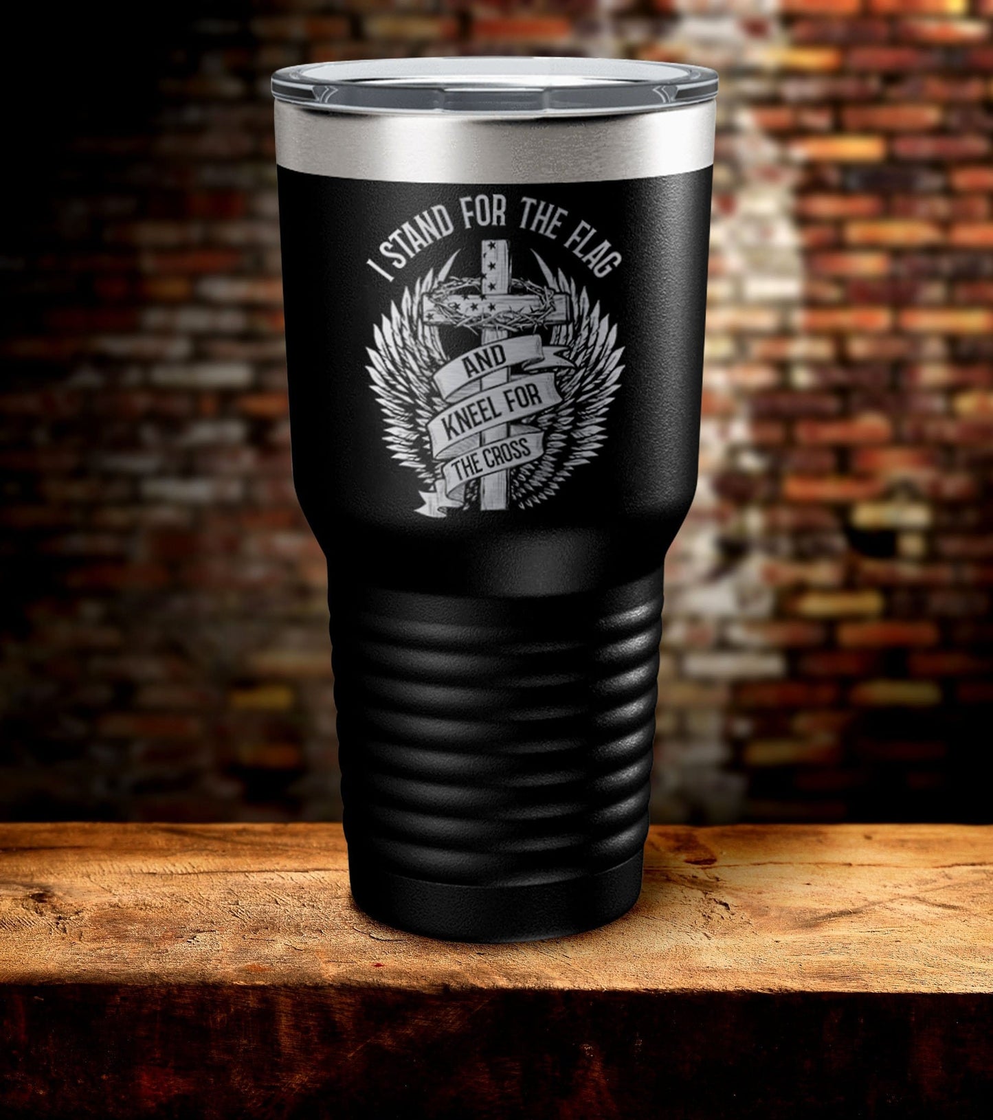 Stand For The Flag Laser Engraved Tumbler (O)