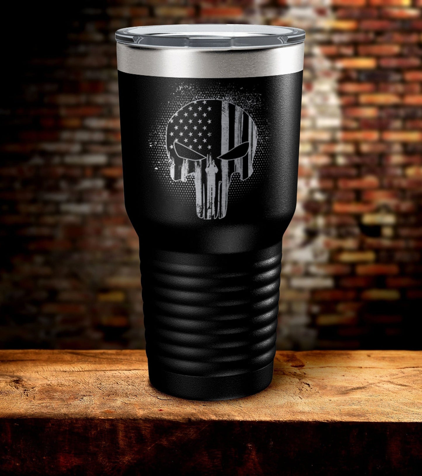 Punisher Skull American Flag Tumbler