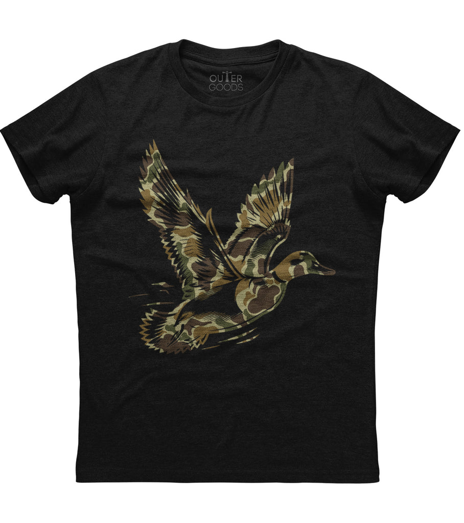 Camo Flying Mallard Duck Hunting T-Shirt (O)