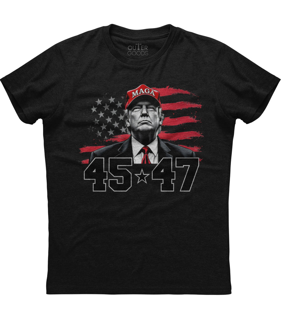 Trump 45 47 MAGA Flag T-Shirt (O)