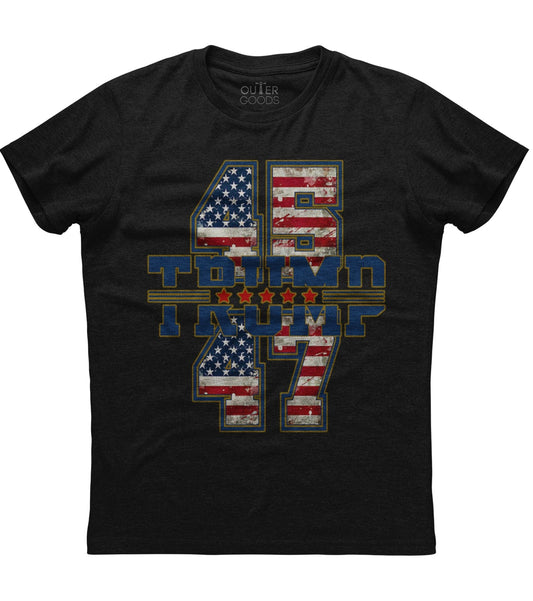 Trump 45 47 American Flag Patriotic T-Shirt (O)