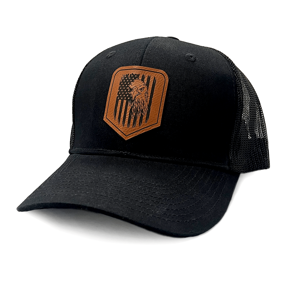 Eagle American Flag Leatherette Patch Hat (O)