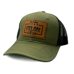 I'm Voting Felon Trump 2024 Leatherette Patch Hat (O)