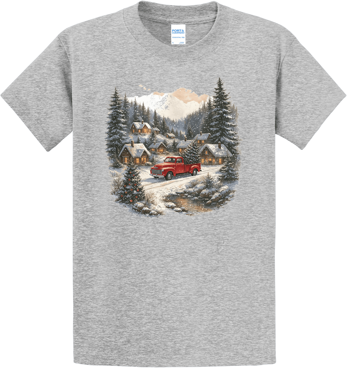 Christmas Red Truck Winter Scene Crewneck Sweatshirt (O)