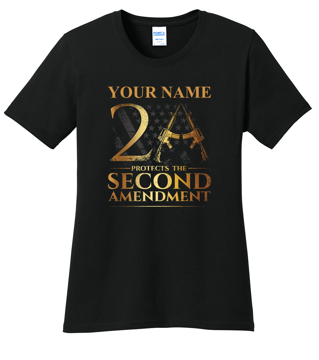 Custom Name Protects The Second Amendment 2A T-Shirt (CN) (O)