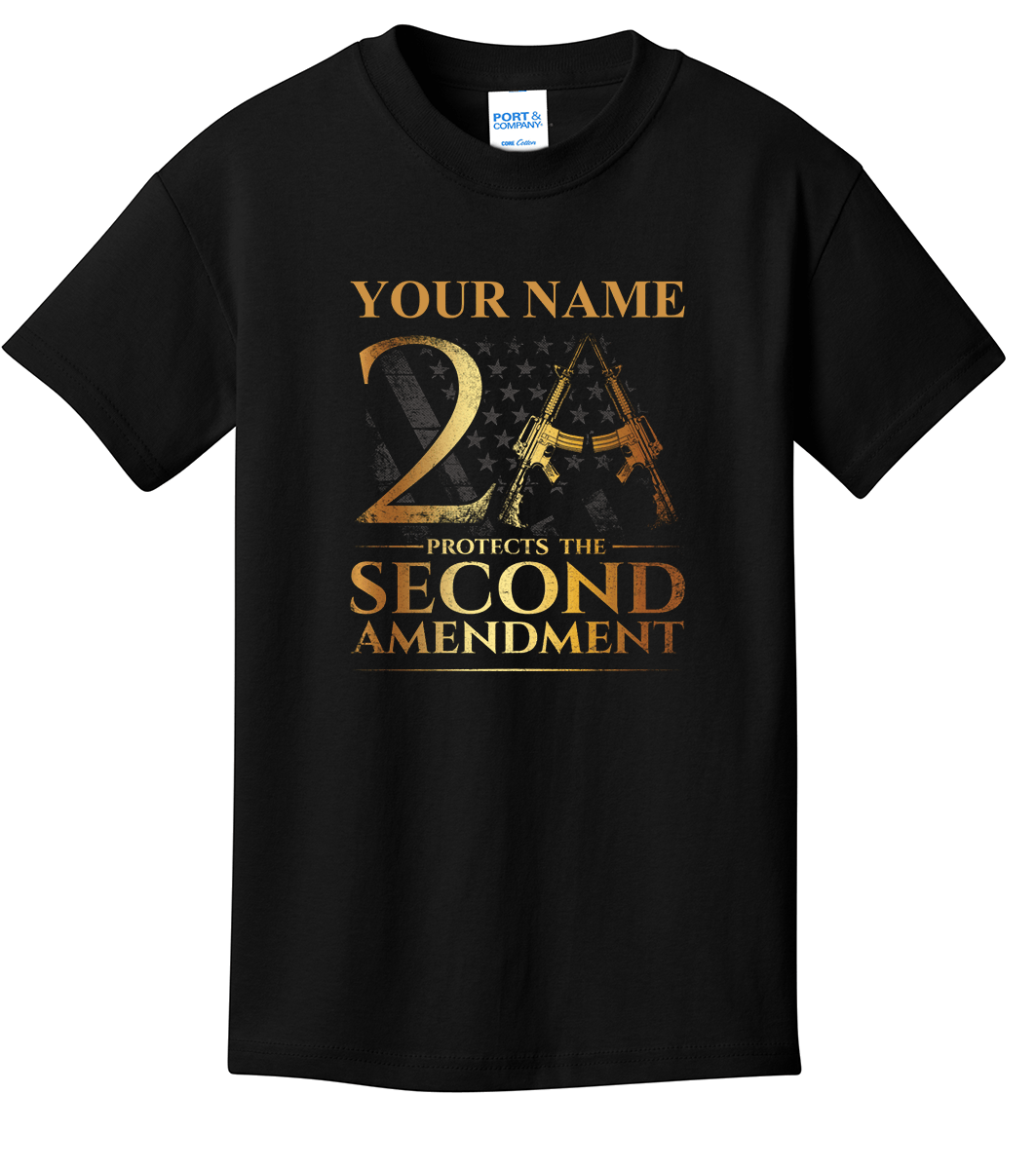 Custom Name Protects The Second Amendment 2A T-Shirt (CN) (O)