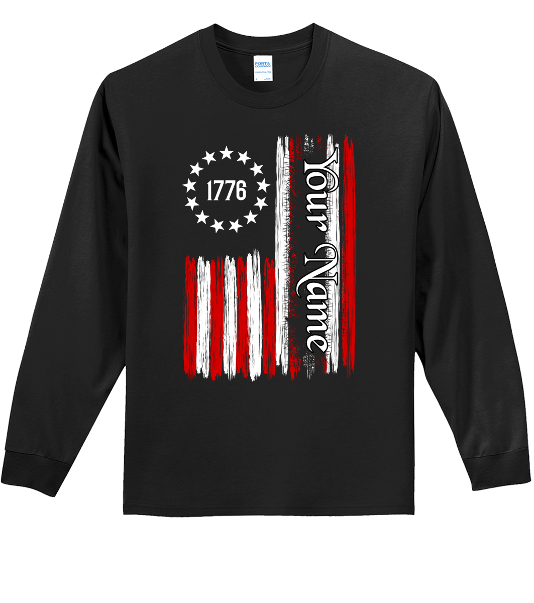 1776 American Flag Custom Name T-Shirt (CN) (O)