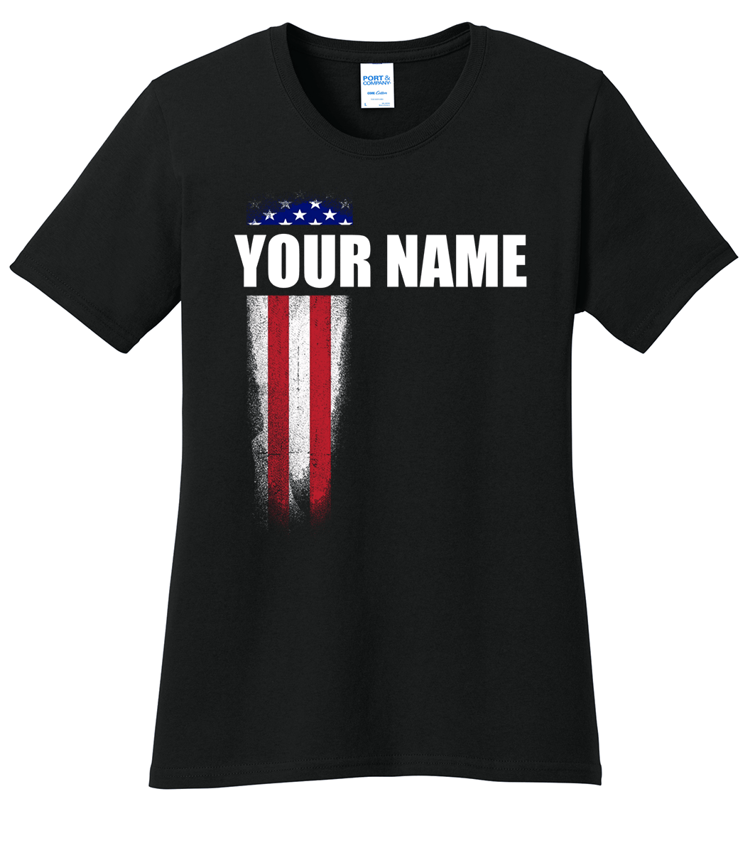 American Flag Custom Name T-Shirt (CN) (O)