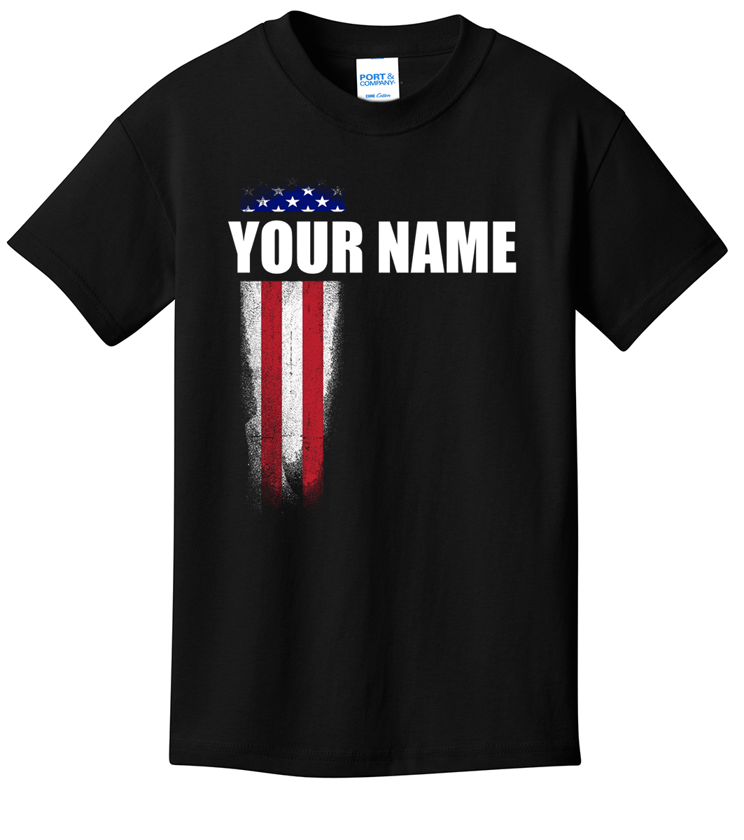 American Flag Custom Name T-Shirt (CN) (O)