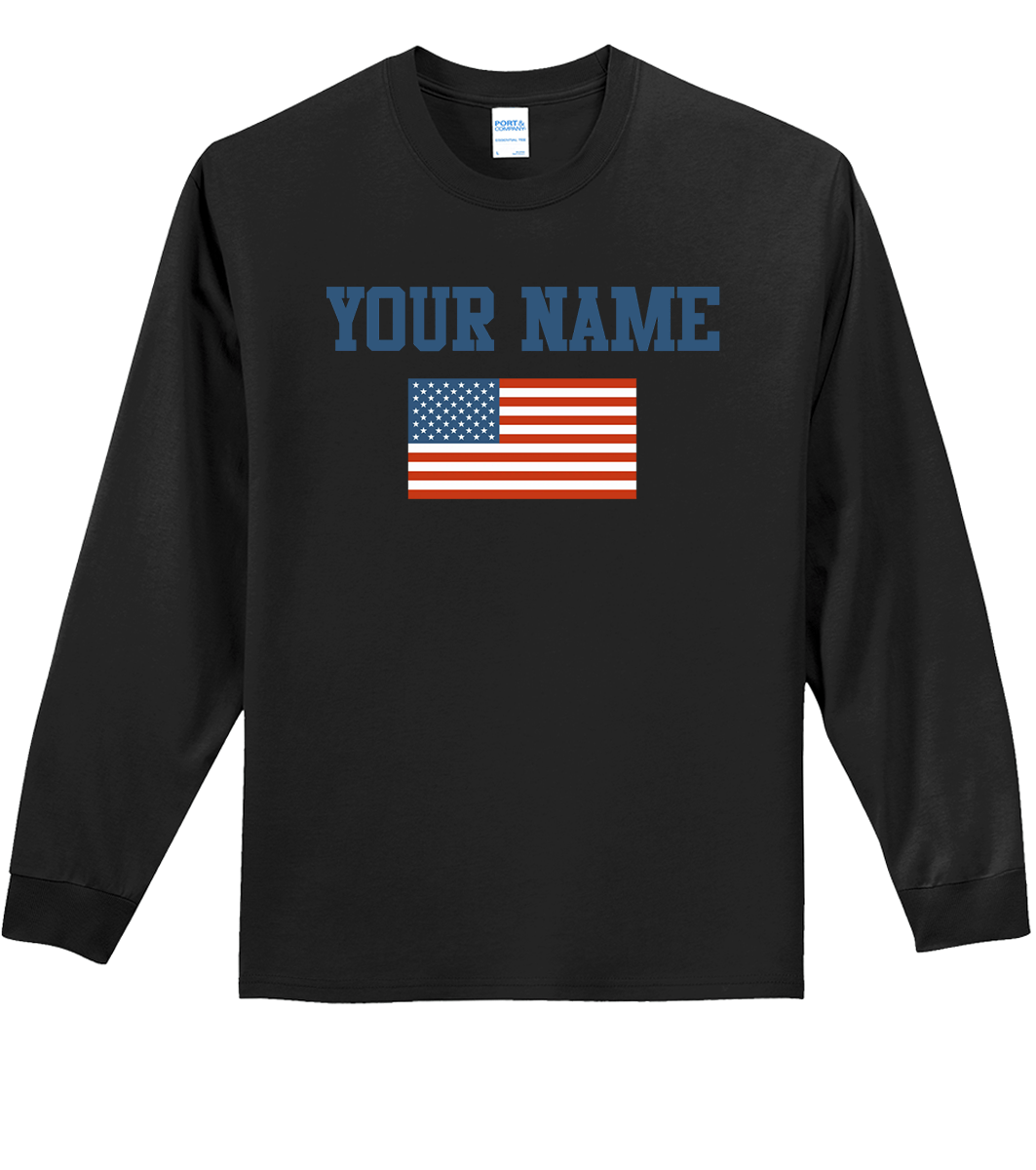 Custom Name Retro American Flag T-Shirt (CN) (O)