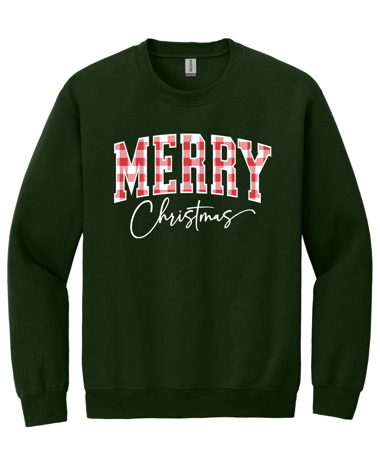 Merry Christmas Plaid Crewneck Sweatshirt (O)