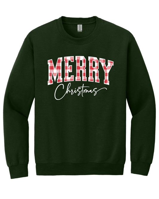 Merry Christmas Plaid Crewneck Sweatshirt (O)