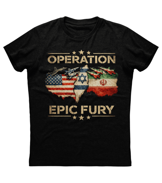 Operation Epic Fury America Israel Iran Map T-shirt (O)