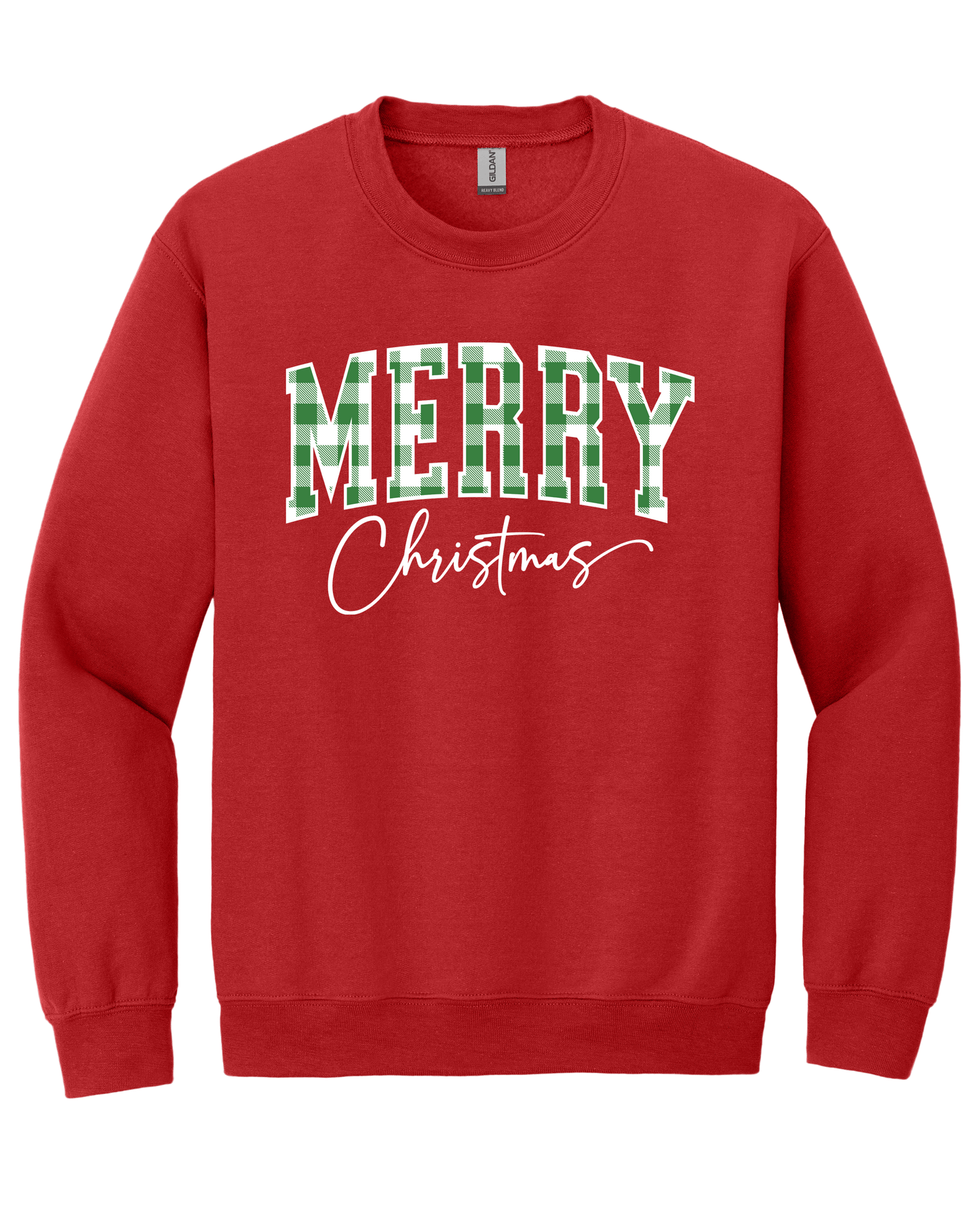 Merry Christmas Plaid Crewneck Sweatshirt (O)