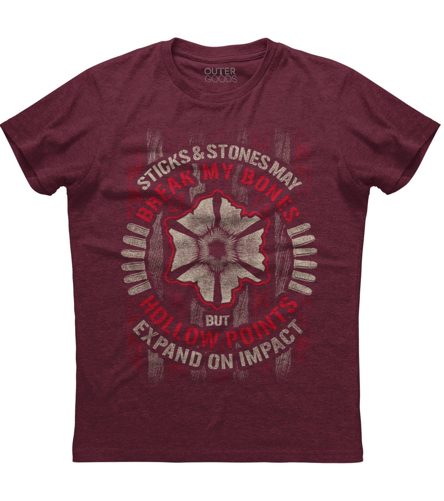 Sticks And Stones May Break My Bones But Hollow Points Expand On Impact T-shirt (O)