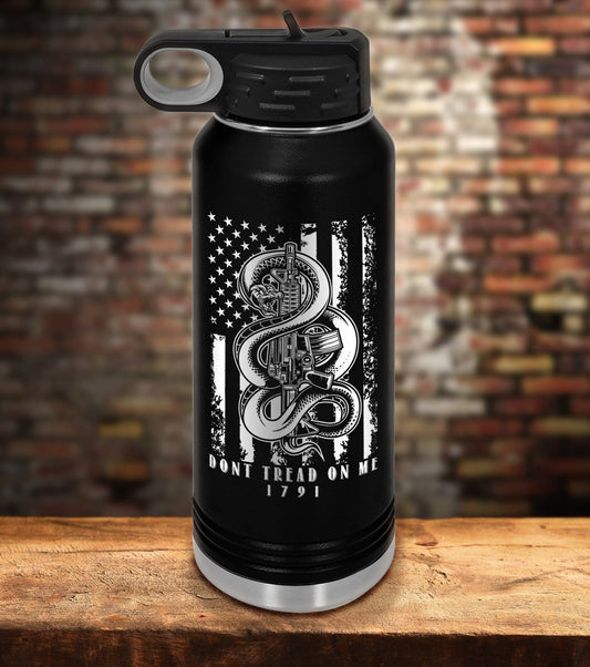 Dont Tread on Me Snake Laser Engraved Water Bottle (O)