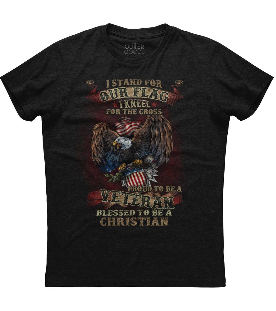 I Stand For The Flag Kneel For The Cross Proud Veteran T-shirt (O)