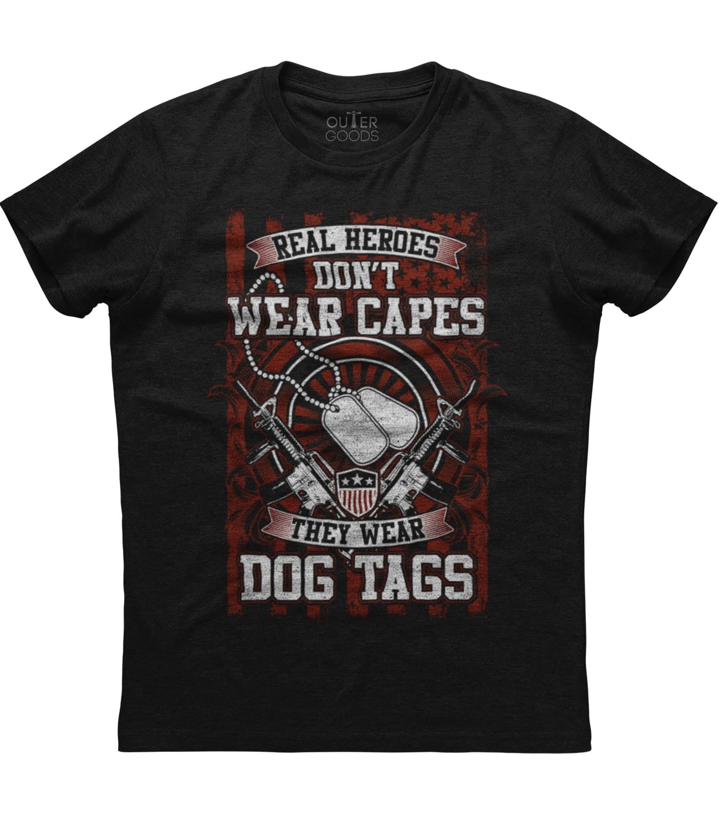 Real Heroes Don't Wear Capes They Wear Dog Tags T-shirt (O)