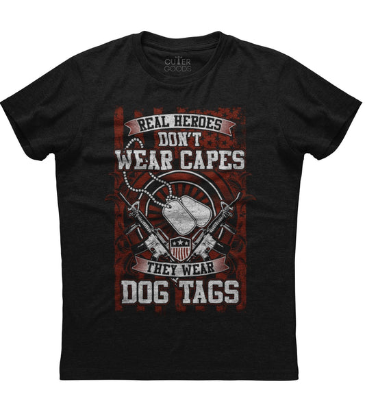 Real Heroes Don't Wear Capes They Wear Dog Tags T-shirt (O)