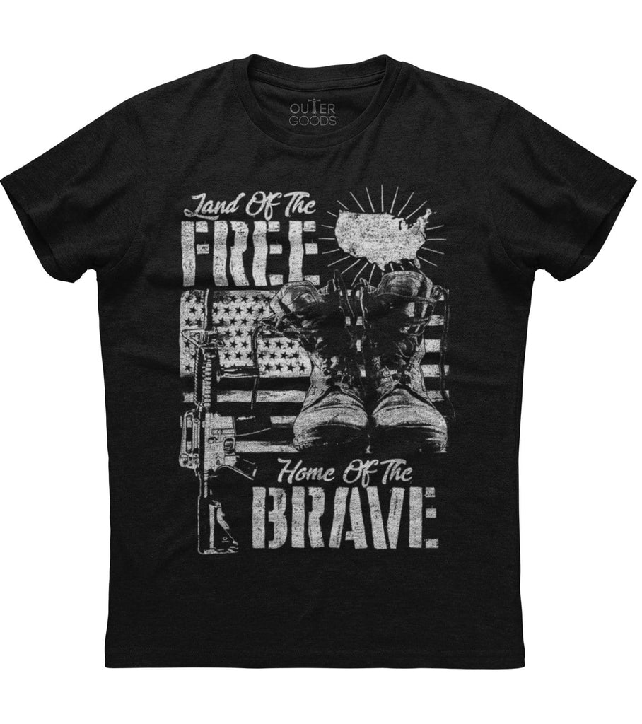 Land Of The Free Home of The Brave BW T-shirt (O)