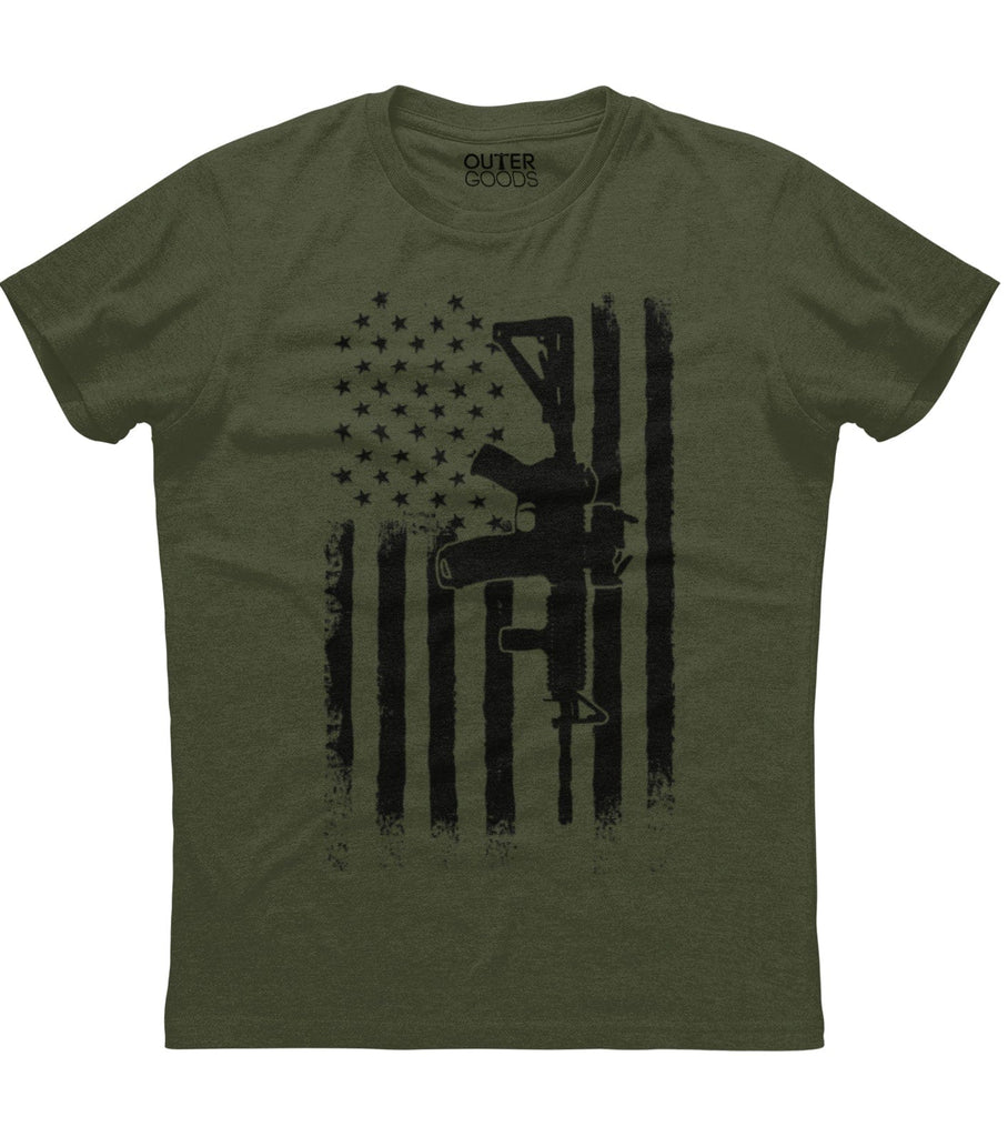 American Flag and Rifle T-Shirt (O)