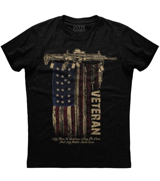 Veteran My Time In Uniform May Be Over But My Watch Never Ends T-Shirt (O)