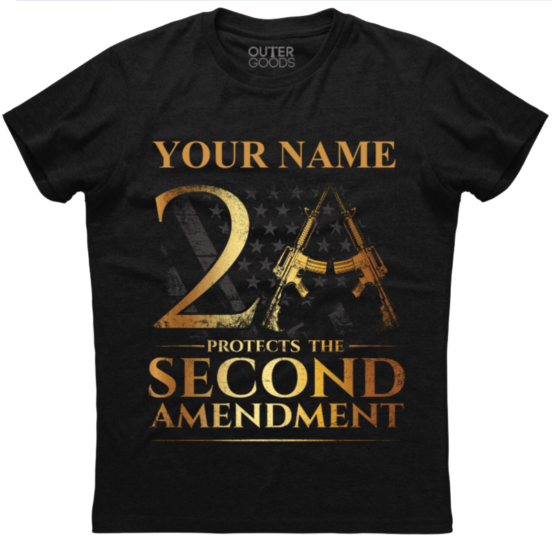 Custom Name Protects The Second Amendment 2A T-Shirt (CN) (O)