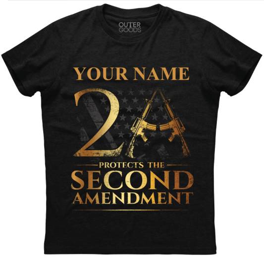 Custom Name Protects The Second Amendment 2A T-Shirt (CN) (O)