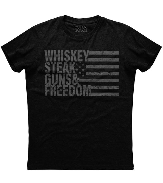 Whiskey Steak Guns Freedom T-Shirt  (O)