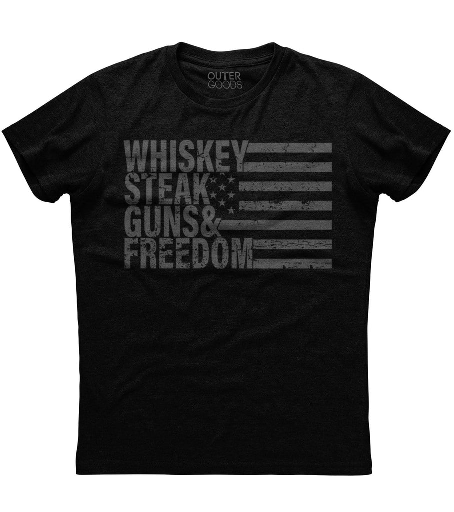 Whiskey Steak Guns Freedom T-Shirt  (O)