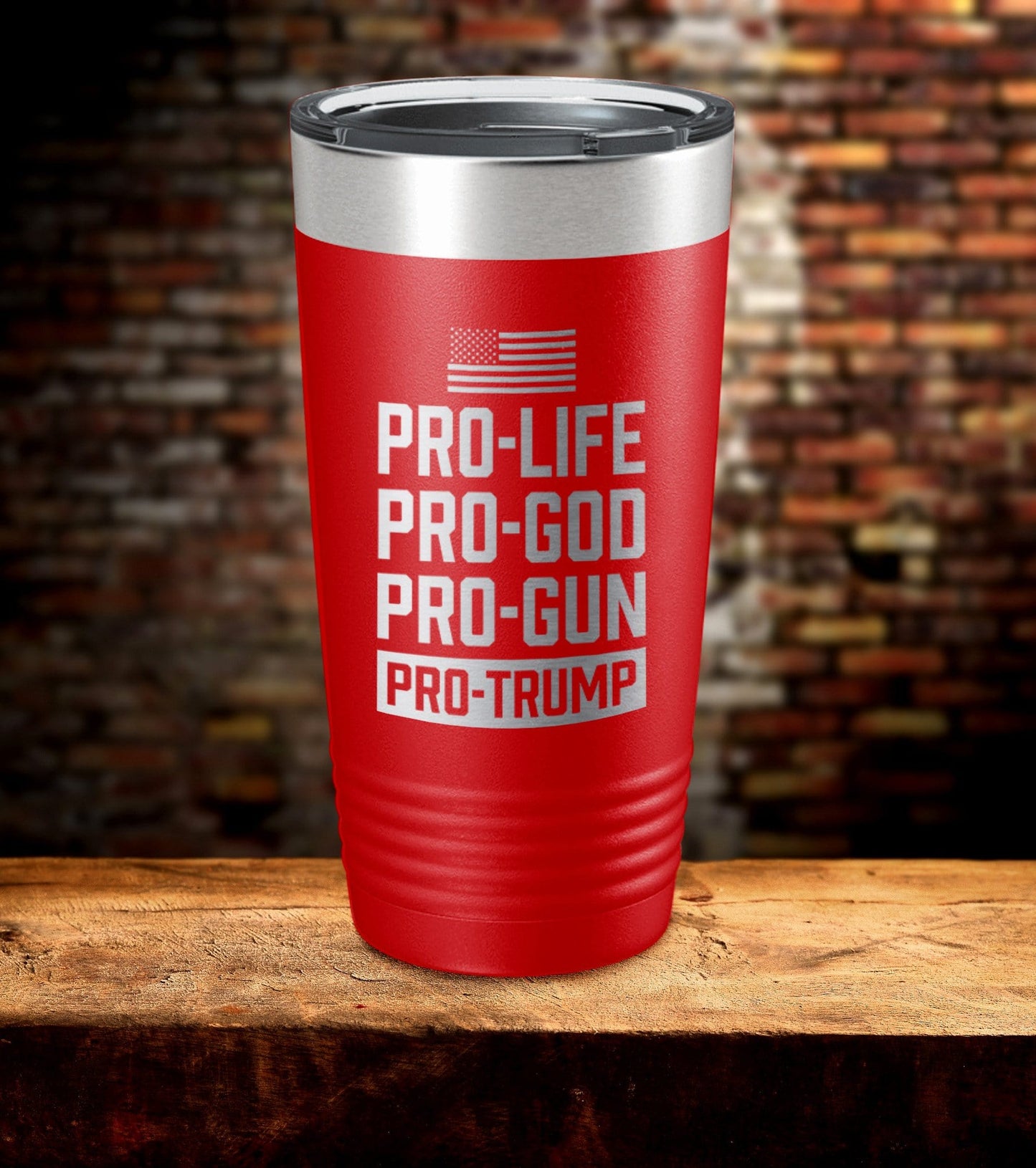 Pro-Life Gun God Trump Laser Engraved Tumbler (O)