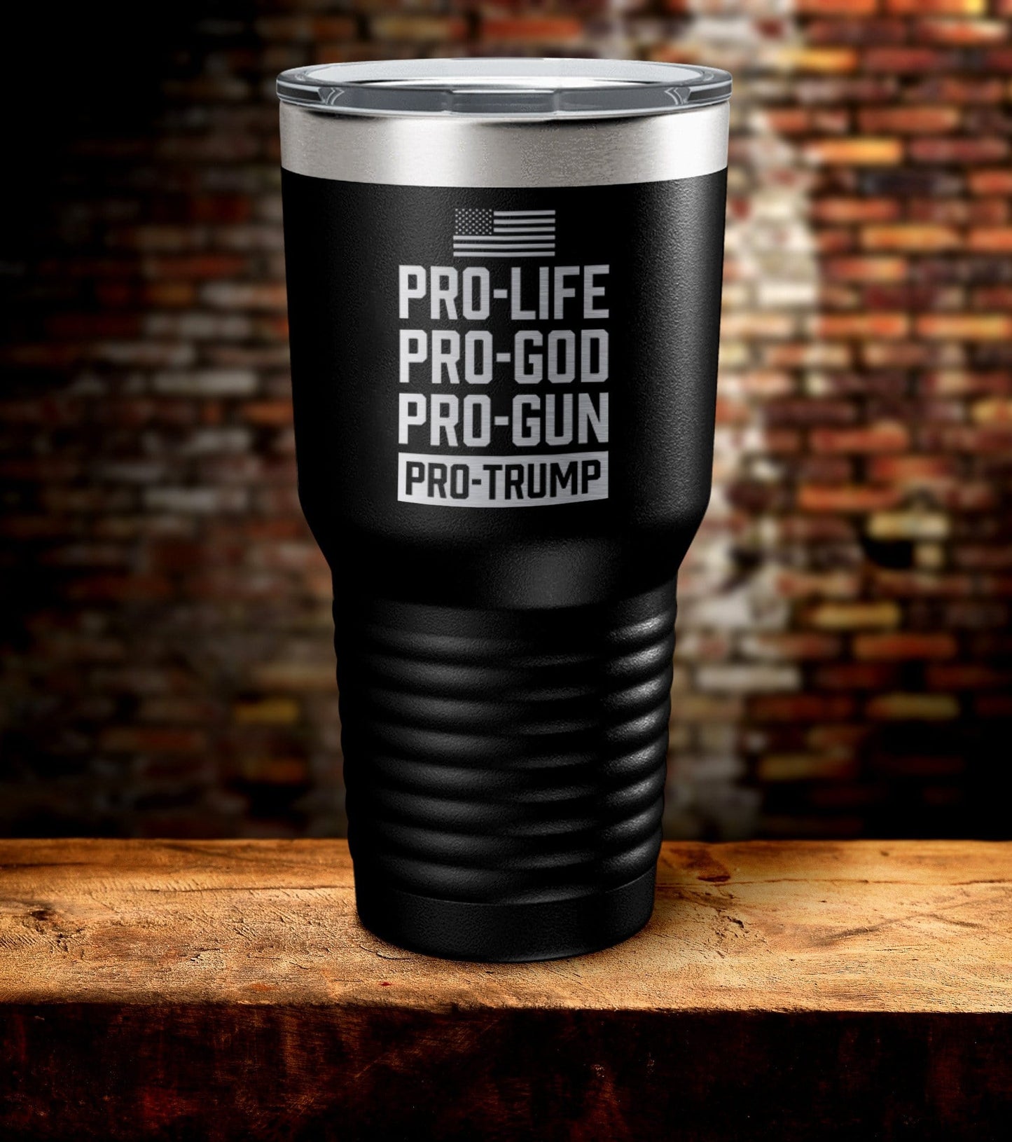 Pro-Life Gun God Trump Laser Engraved Tumbler (O)